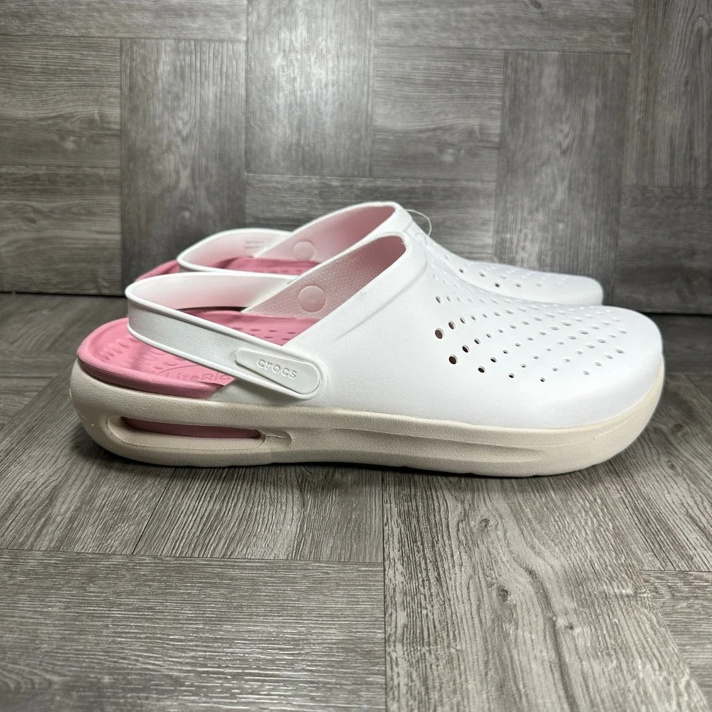 Crocs InMotion Men 12 White Pink Breathable Comfort Slip On NEW